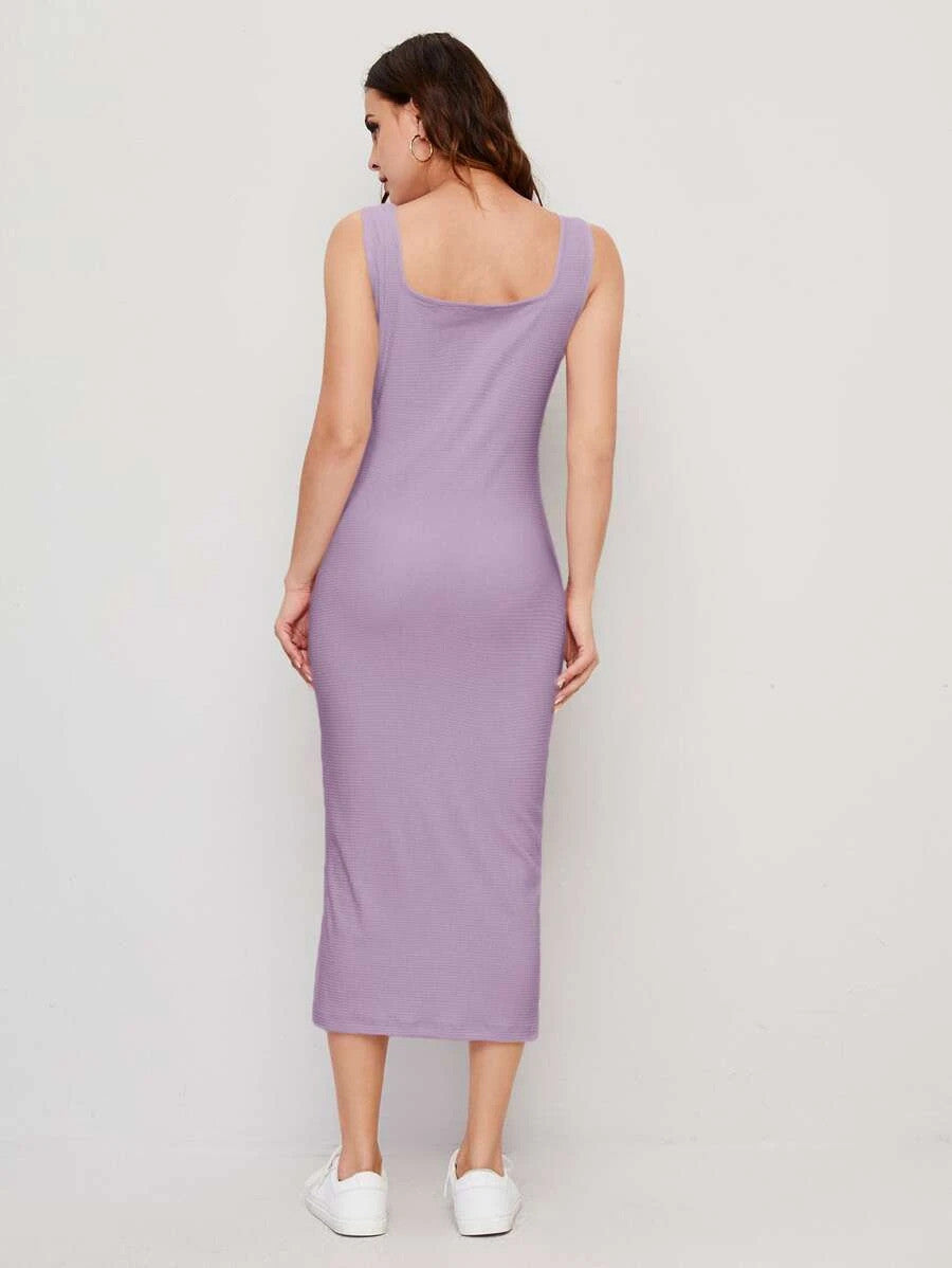 Square Neck Split Side Dress