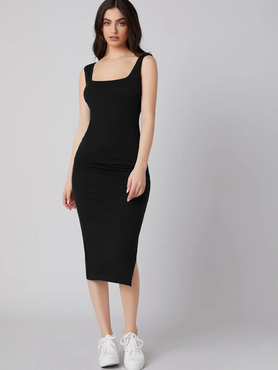 Square Neck Split Side Dress