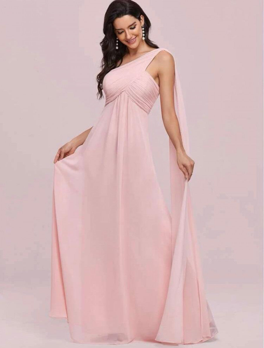 EVER-PRETTY Ruched Bodice One Shoulder Cape Prom Dress