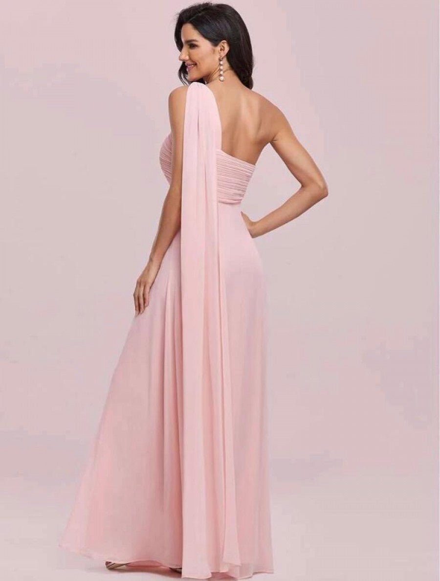 EVER-PRETTY Ruched Bodice One Shoulder Cape Prom Dress