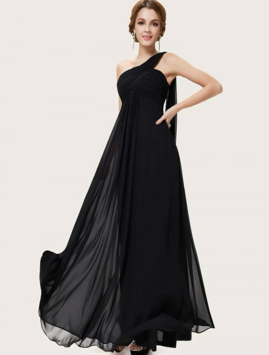 EVER-PRETTY Ruched Bodice One Shoulder Cape Prom Dress