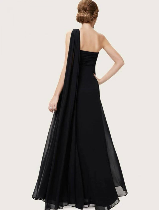 EVER-PRETTY Ruched Bodice One Shoulder Cape Prom Dress