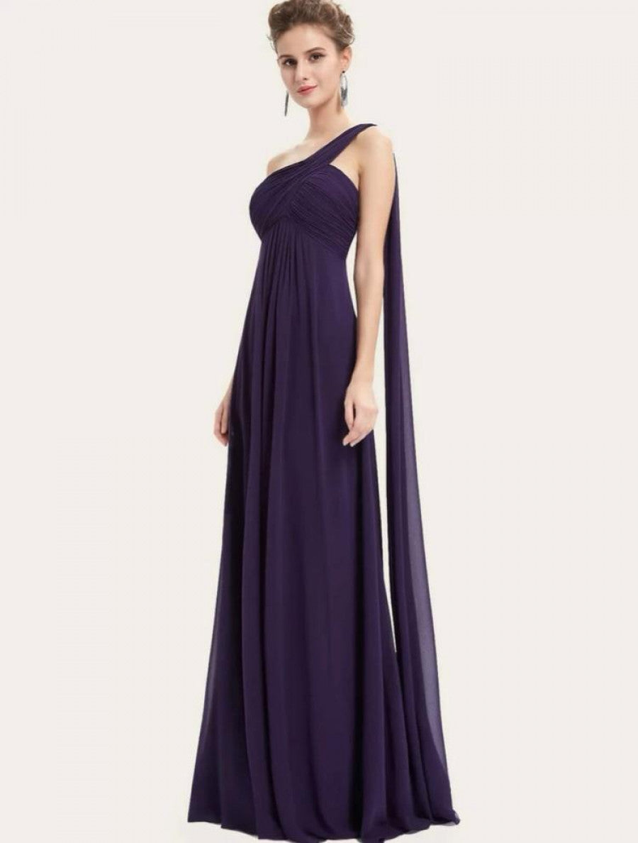 EVER-PRETTY Ruched Bodice One Shoulder Cape Prom Dress