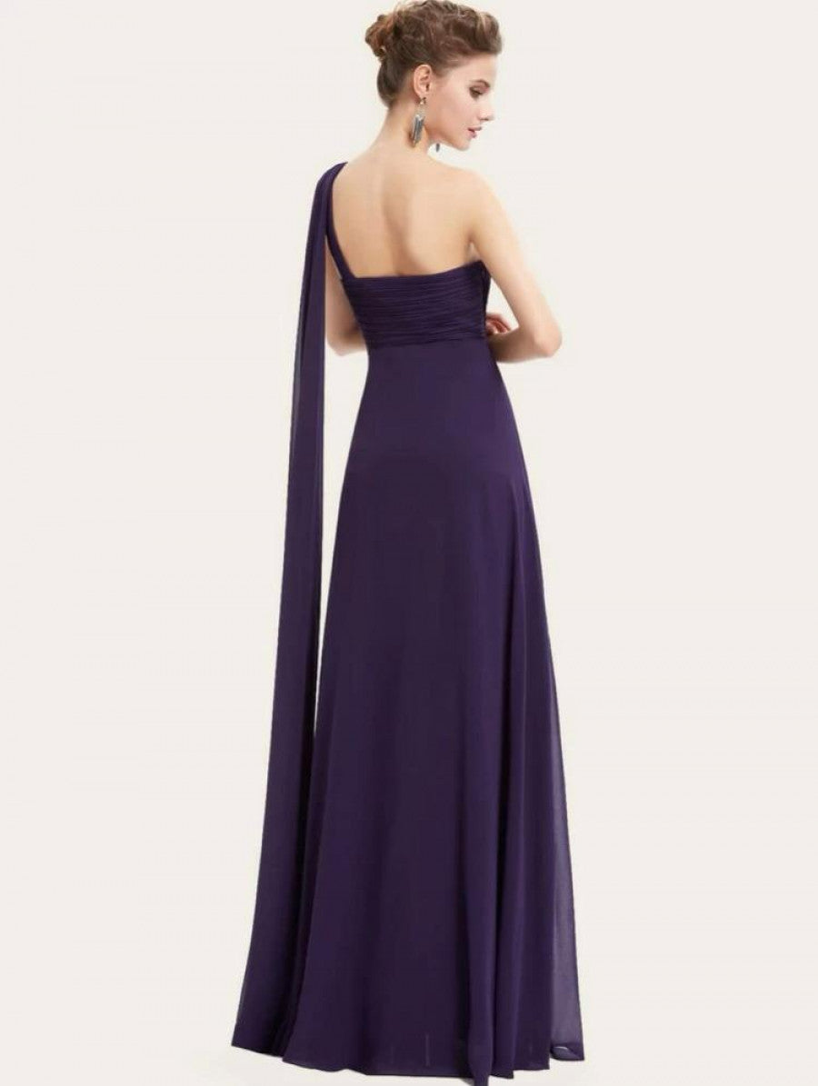 EVER-PRETTY Ruched Bodice One Shoulder Cape Prom Dress