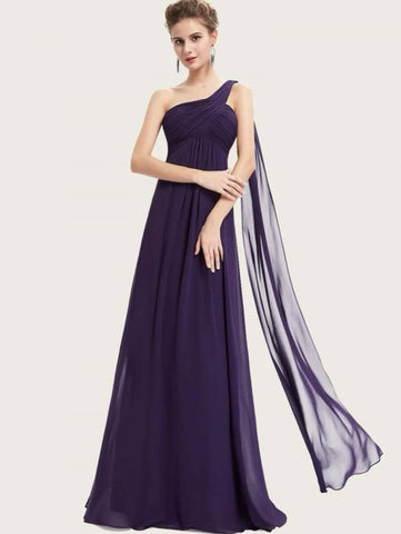 EVER-PRETTY Ruched Bodice One Shoulder Cape Prom Dress