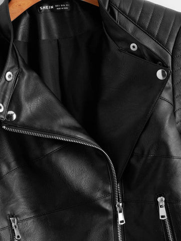 Zip Up Pu Moto Jacket