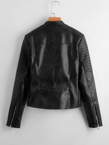 Zip Up Pu Moto Jacket