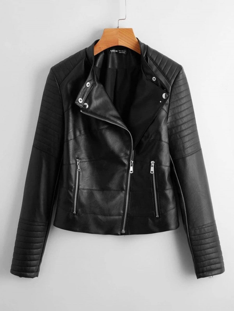 Zip Up Pu Moto Jacket