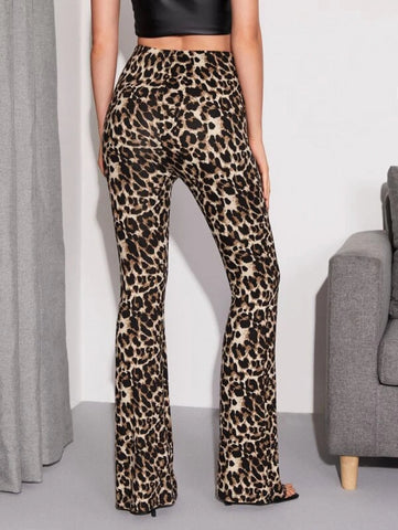 Flare Leg Leopard Pants