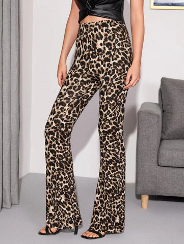 Flare Leg Leopard Pants