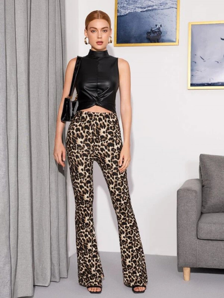 Flare Leg Leopard Pants