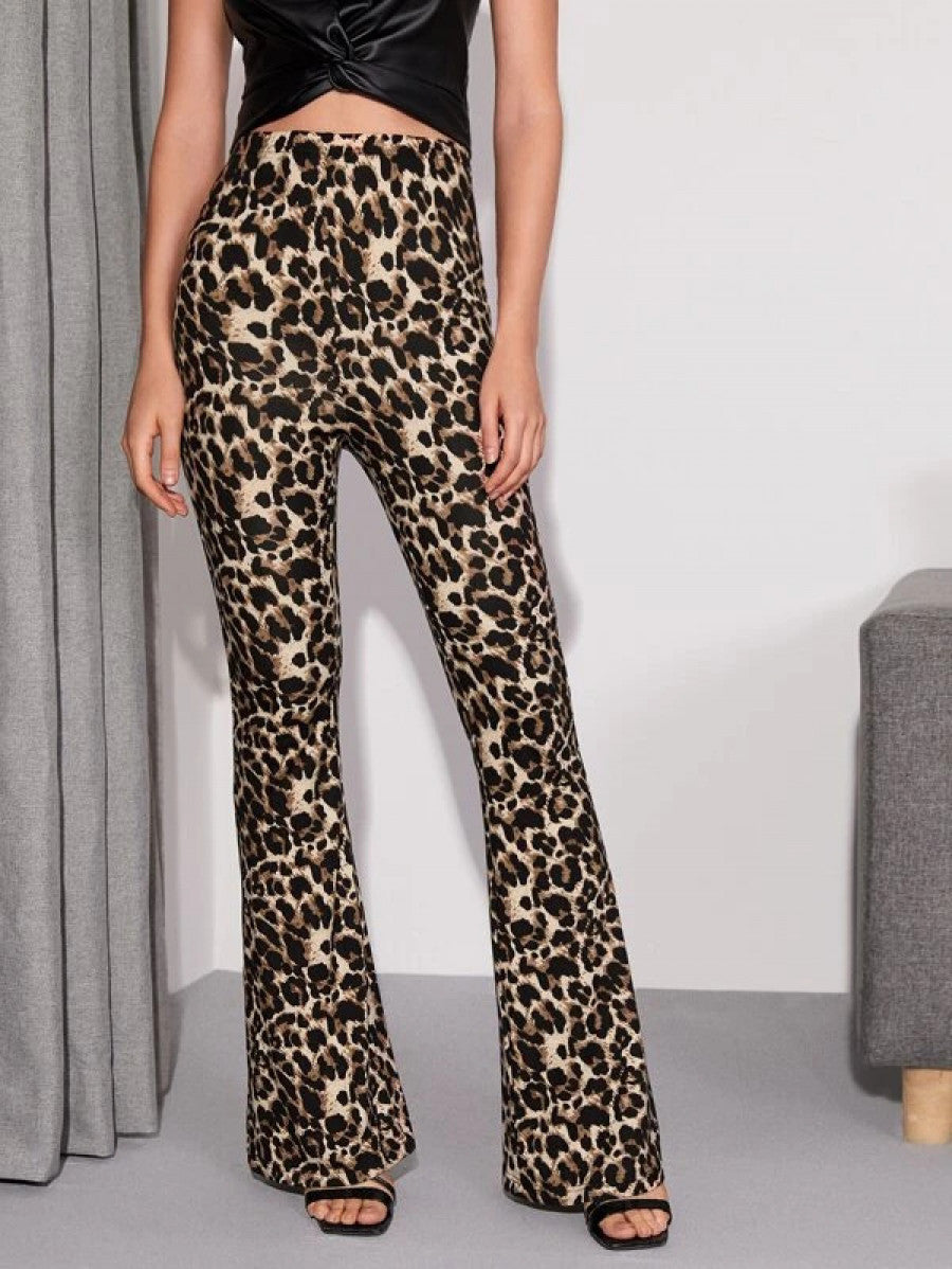 Flare Leg Leopard Pants