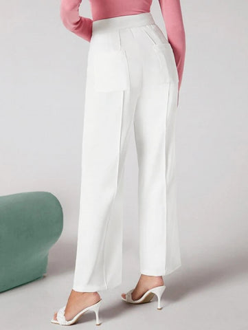 Seam Front Solid Tailored Pants