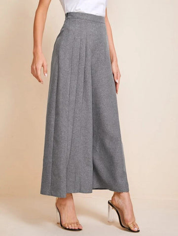 Fold Pleated Detail Wide Leg Pants