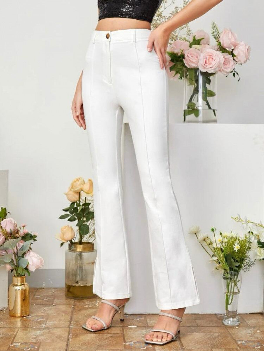 Slit Hem Flare Leg Pants