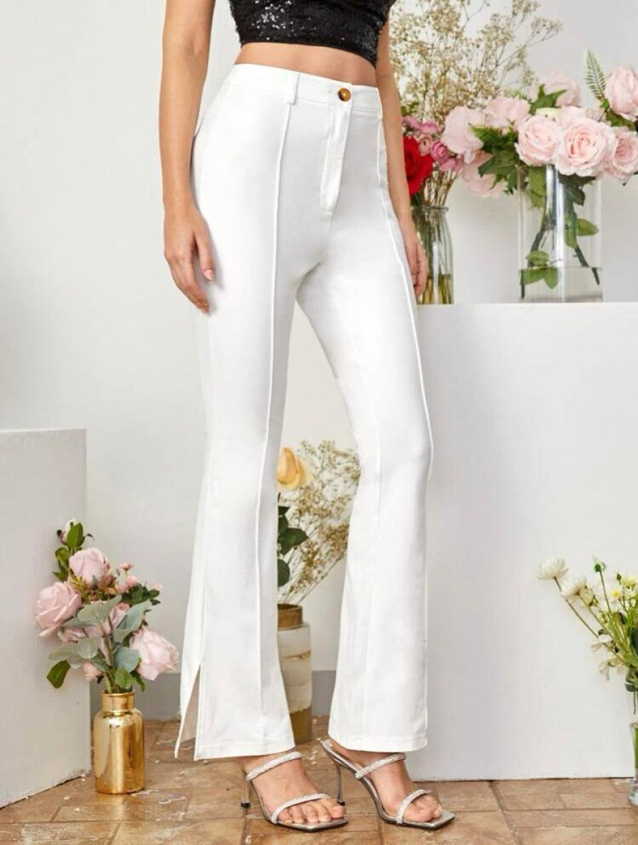 Slit Hem Flare Leg Pants