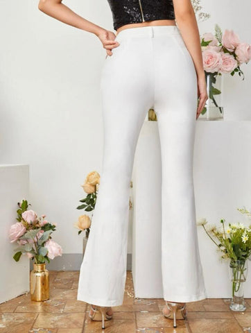 Slit Hem Flare Leg Pants