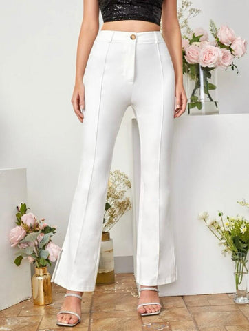 Slit Hem Flare Leg Pants