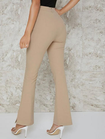 Slit Hem Flare Leg Pants