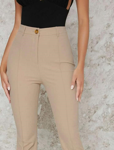 Slit Hem Flare Leg Pants