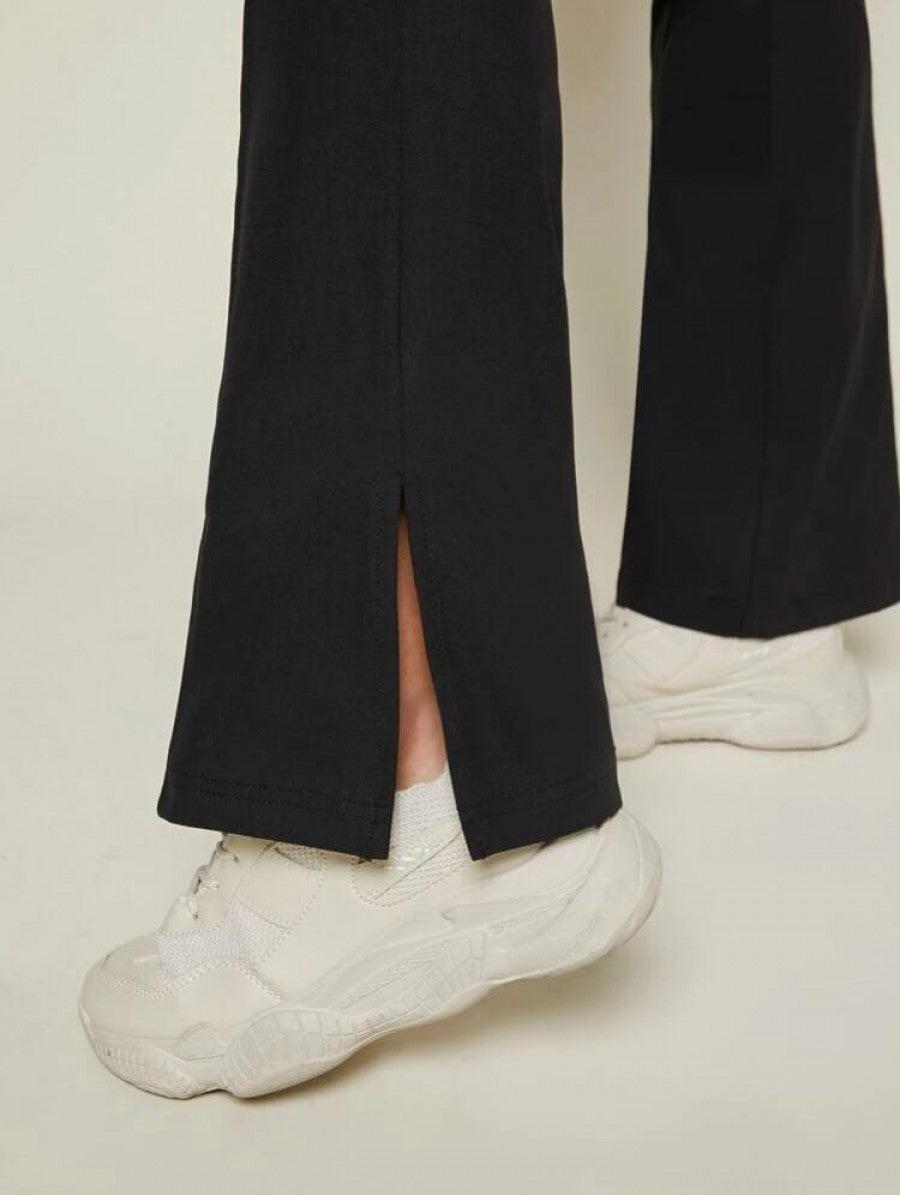 Slit Hem Flare Leg Pants