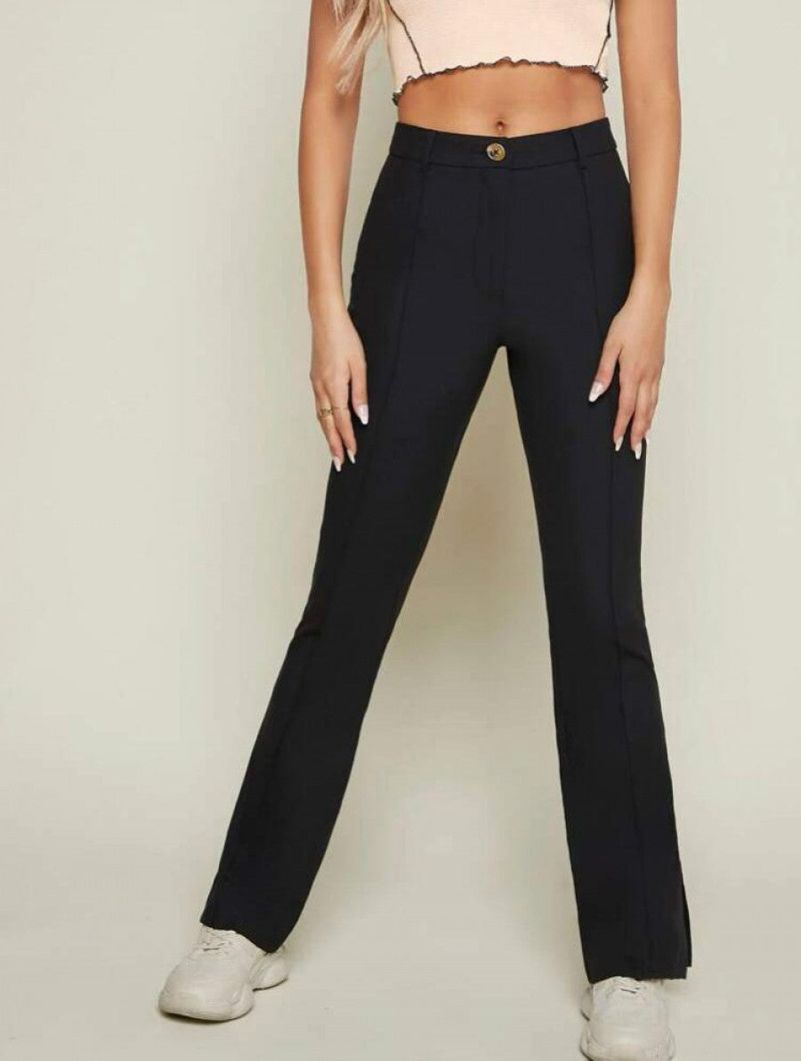 Slit Hem Flare Leg Pants