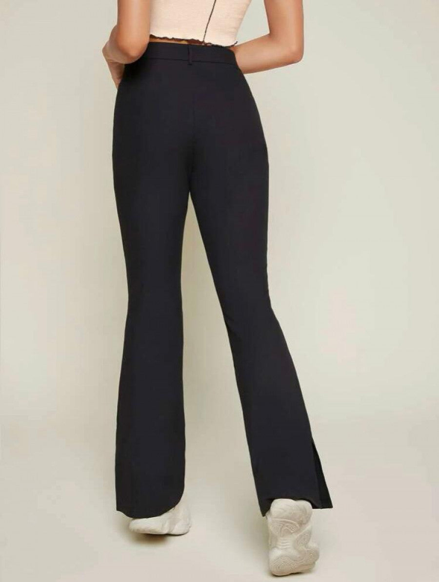 Slit Hem Flare Leg Pants