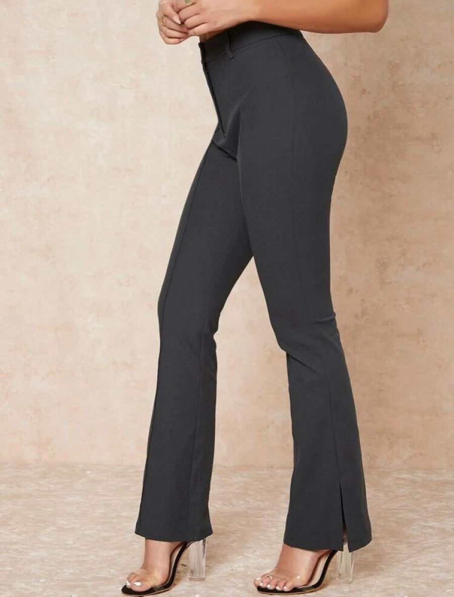 Slit Hem Flare Leg Pants