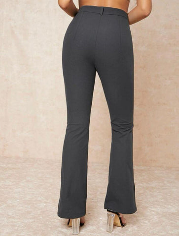 Slit Hem Flare Leg Pants