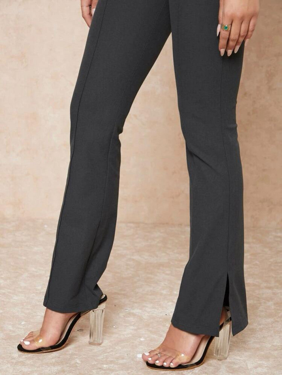 Slit Hem Flare Leg Pants