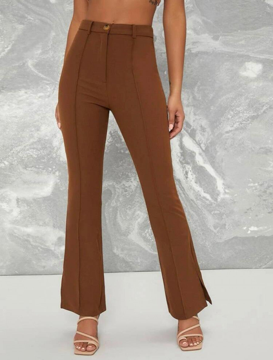 Slit Hem Flare Leg Pants