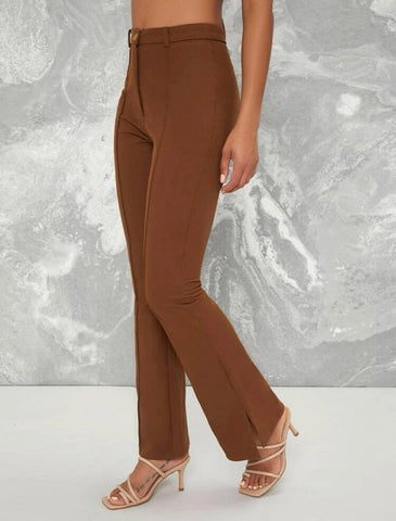 Slit Hem Flare Leg Pants