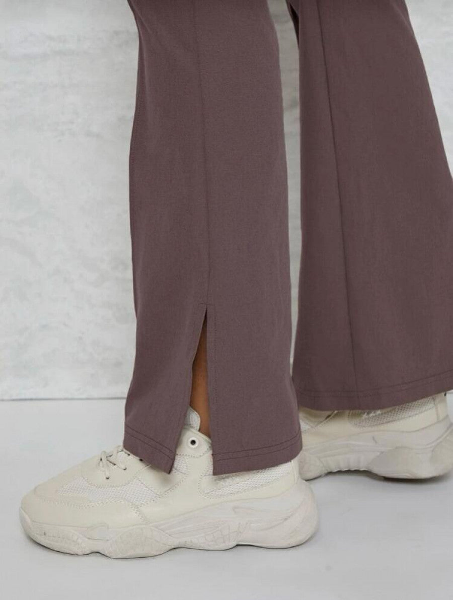 Slit Hem Flare Leg Pants