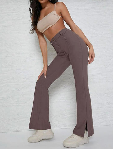 Slit Hem Flare Leg Pants