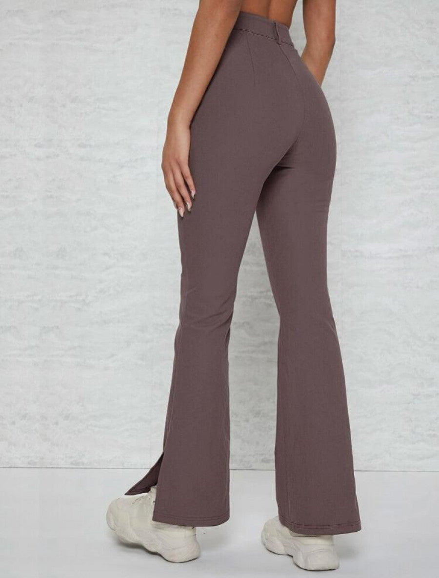 Slit Hem Flare Leg Pants