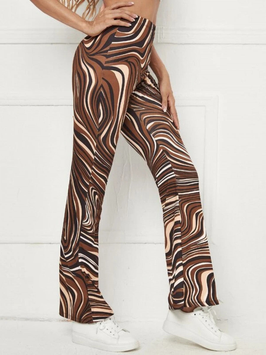 Marble Print Flare Leg Pants