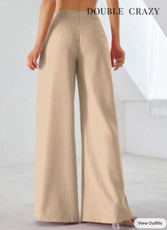 Double Crazy Zip Back Wide Leg Pants