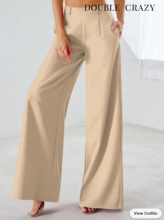 Double Crazy Zip Back Wide Leg Pants