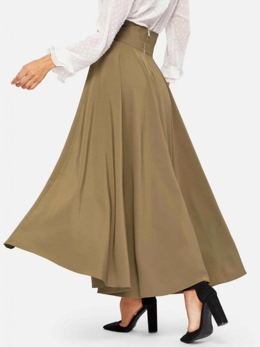 Bow Tie Wide Waistband Maxi Skirt