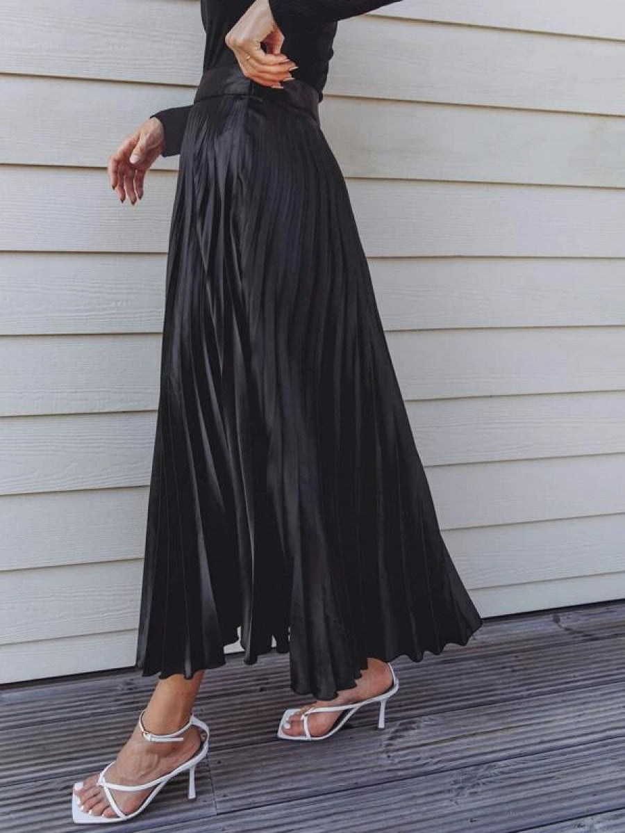 Solid Pleated Skirt