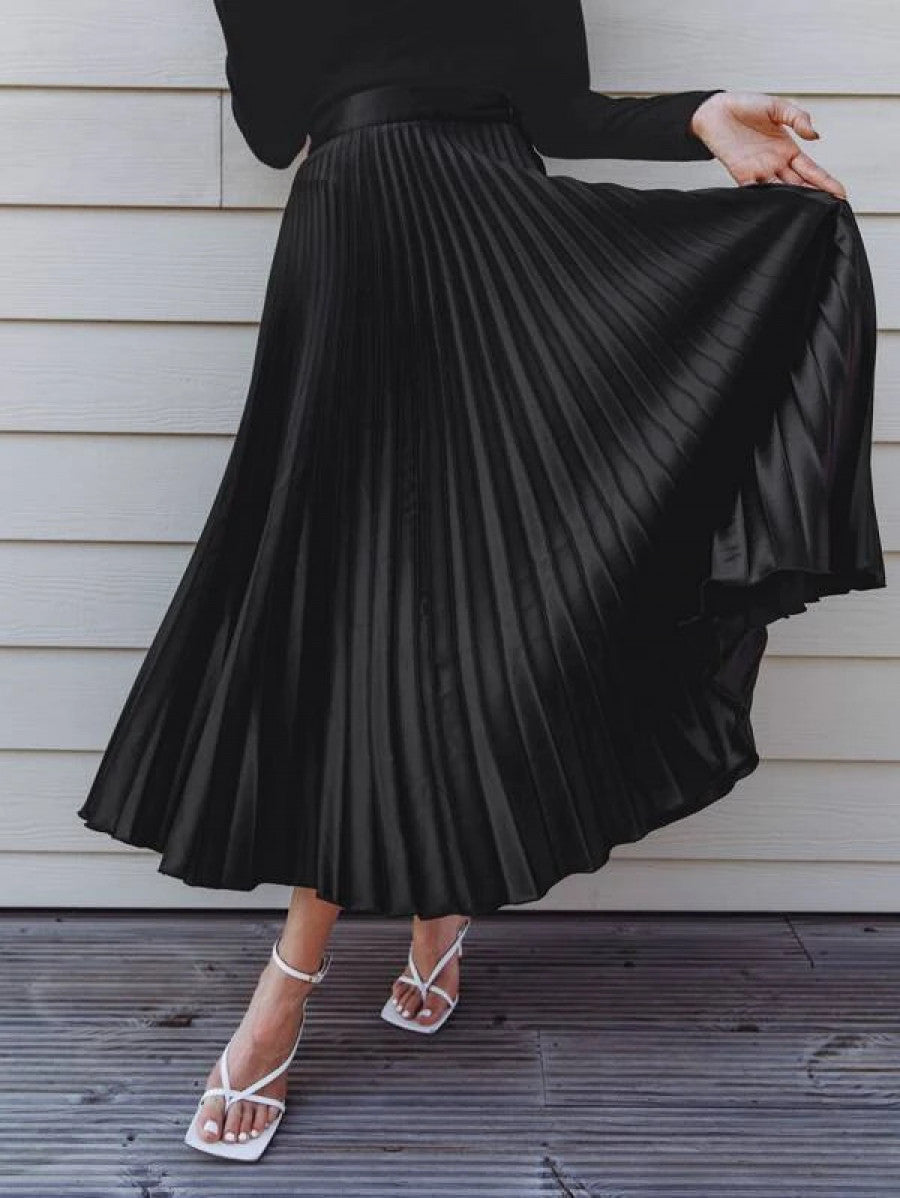 Solid Pleated Skirt