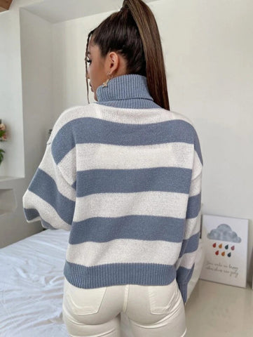 Turtle Neck Striped Sweater