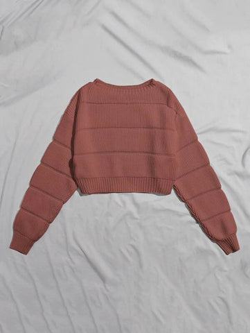 Ribbed Knit Solid Crop Sweater