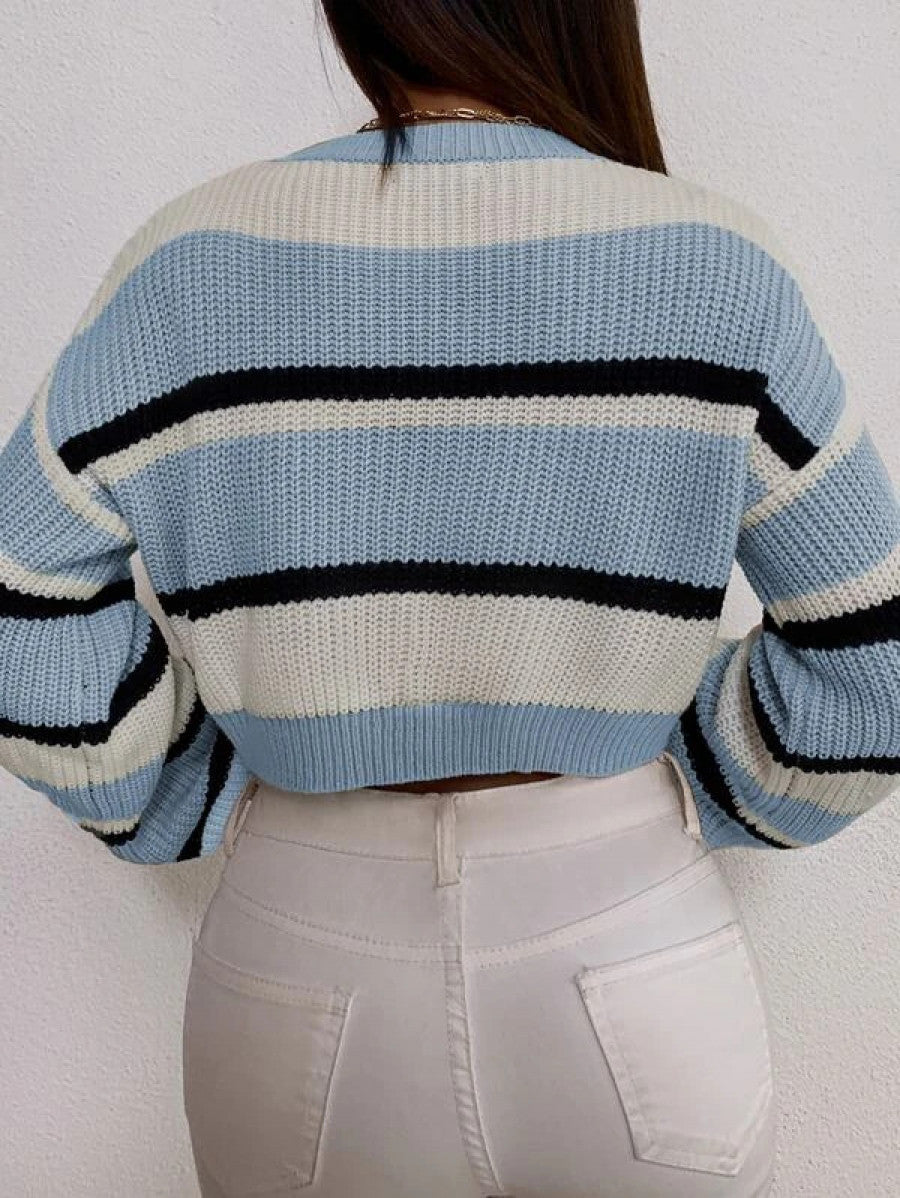 Color Block Drop Shoulder Sweater