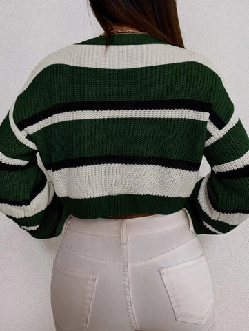 Color Block Drop Shoulder Sweater