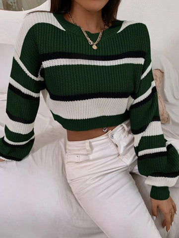 Color Block Drop Shoulder Sweater