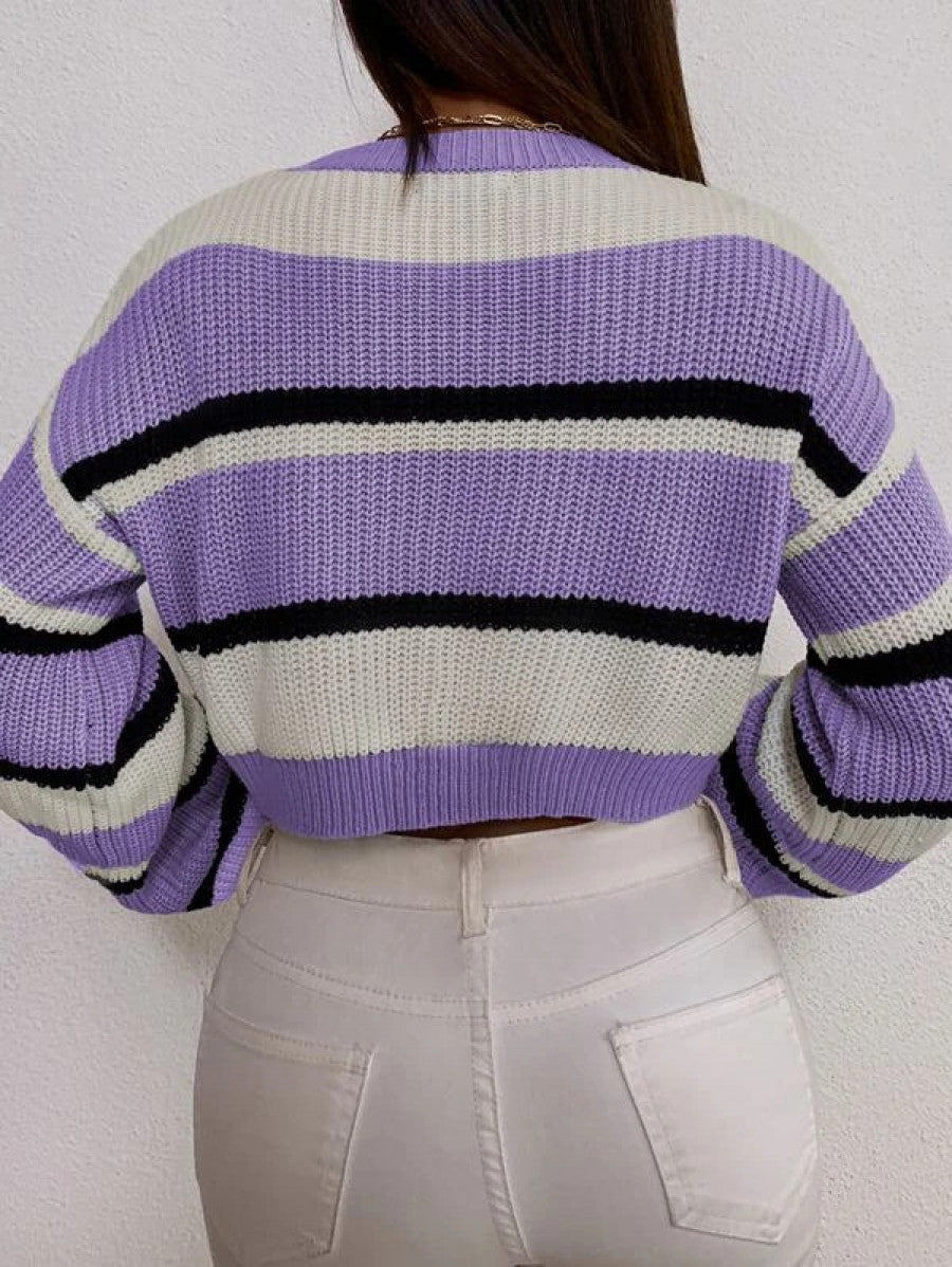 Color Block Drop Shoulder Sweater