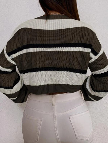 Color Block Drop Shoulder Sweater