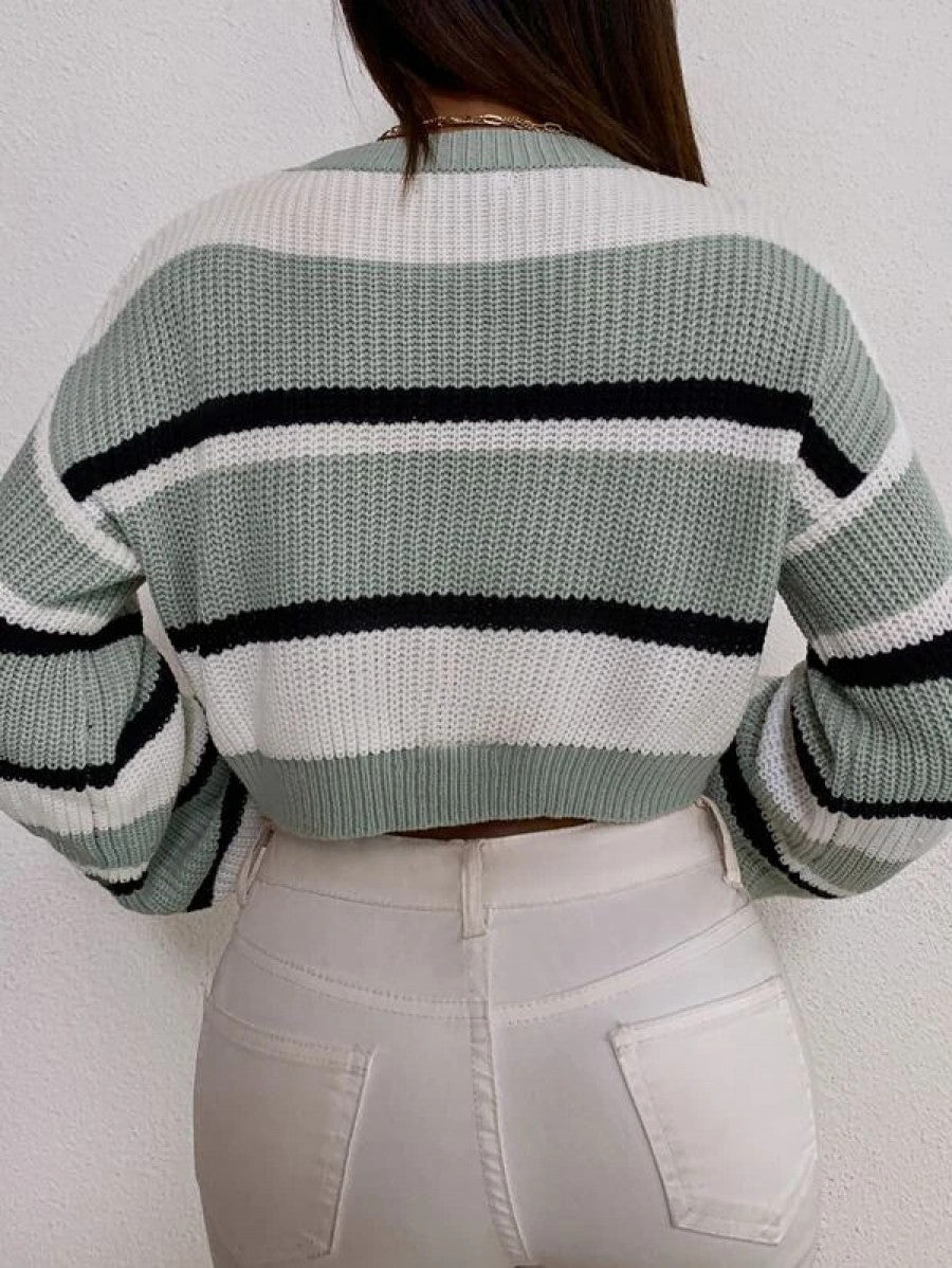 Color Block Drop Shoulder Sweater