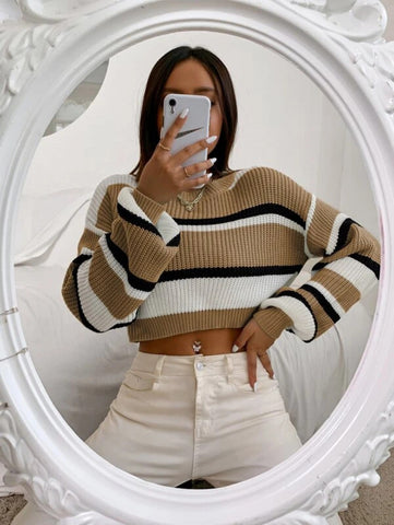 Color Block Drop Shoulder Sweater